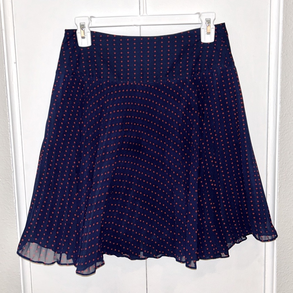 The Limited Navy Blue with Red Polka Dots Flowy Skirt Size XS